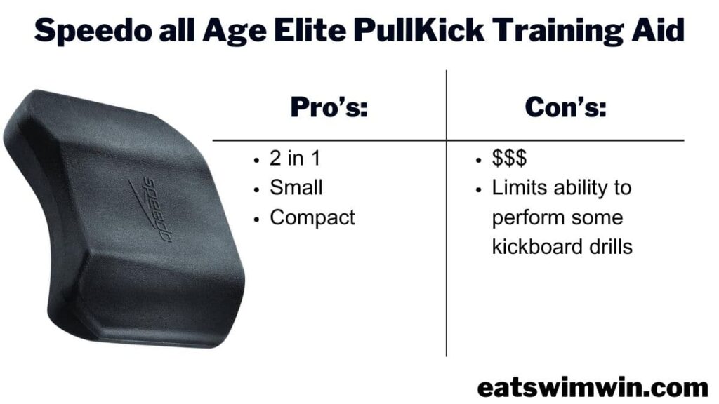 Pictured is the speedo all age elite pull kick training aid! This is a greta kick board for swimmers looking for a two and one pull buoy and kickboard to bring to the pool. 
