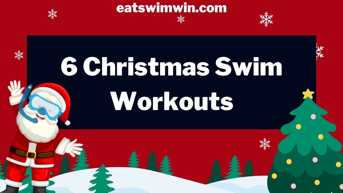 Six of the best swim workouts, pictured is a santa with swimming goggles on.